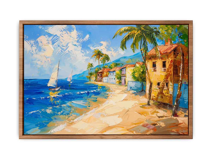 Beach City  Painting framed Print