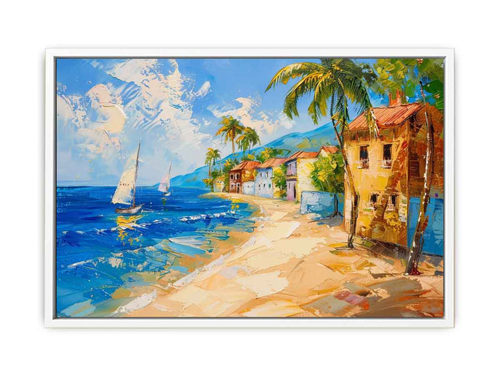 Beach town Framed Print