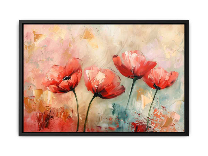 Red Abstract Floral Painting  Canvas Print