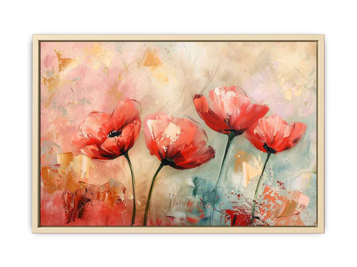 Red Abstract Floral Painting  Art Print