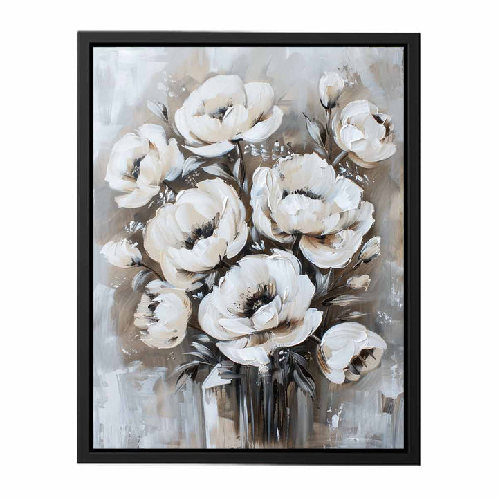 White Floral Painting  Canvas Print