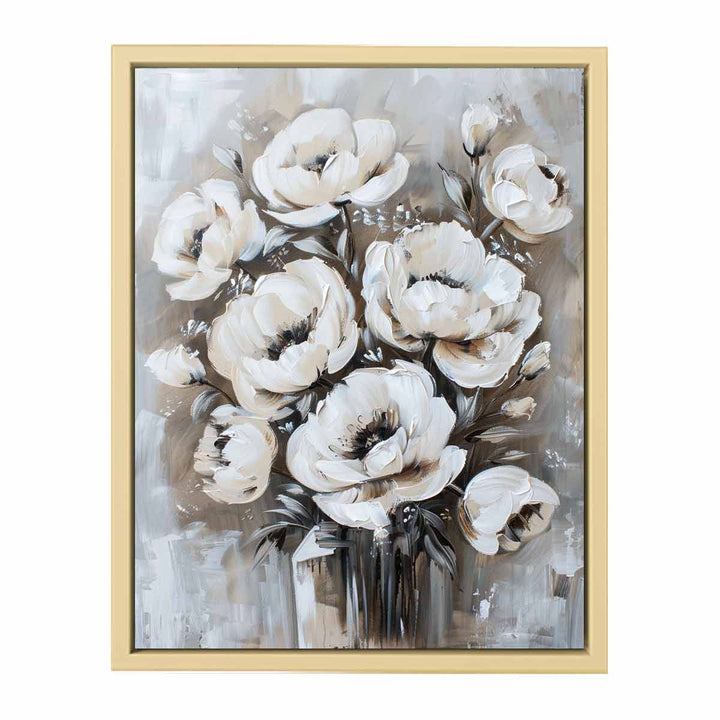 White Floral Painting  Art Print