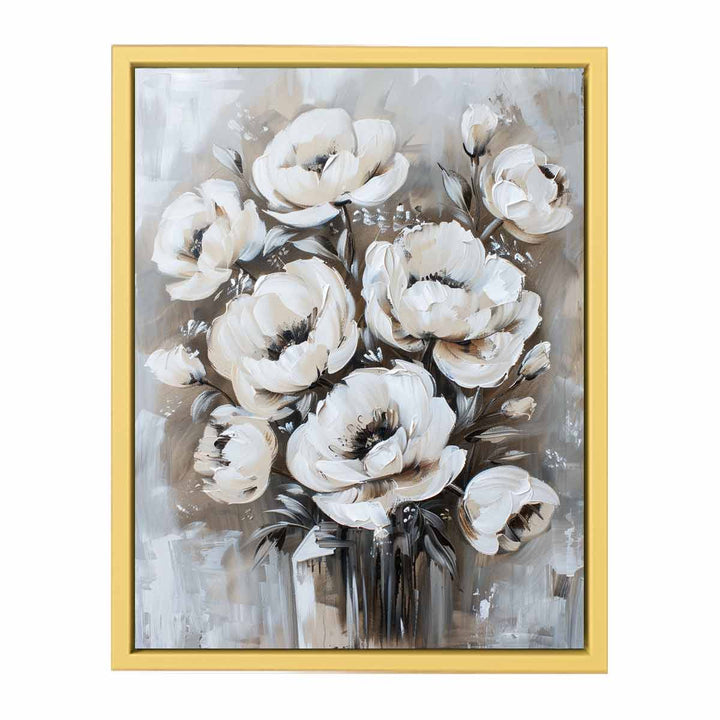 White Floral Painting  Streched canvas