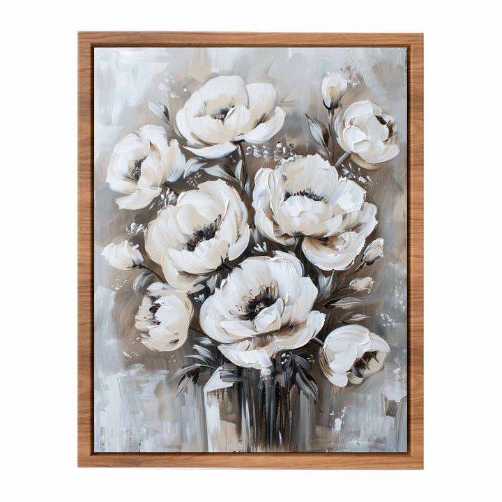 White Floral Painting Poster