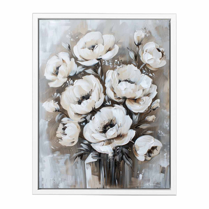 White Floral Painting Framed Print