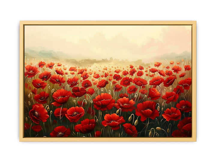 Poppy Field Painting  Streched canvas
