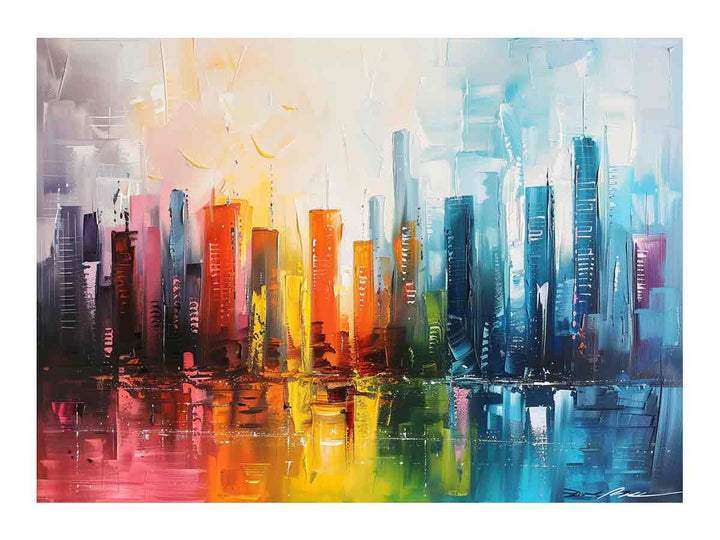 Modern Abstract  City Painting