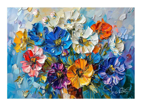 3D Floral knife Painting  Art Print