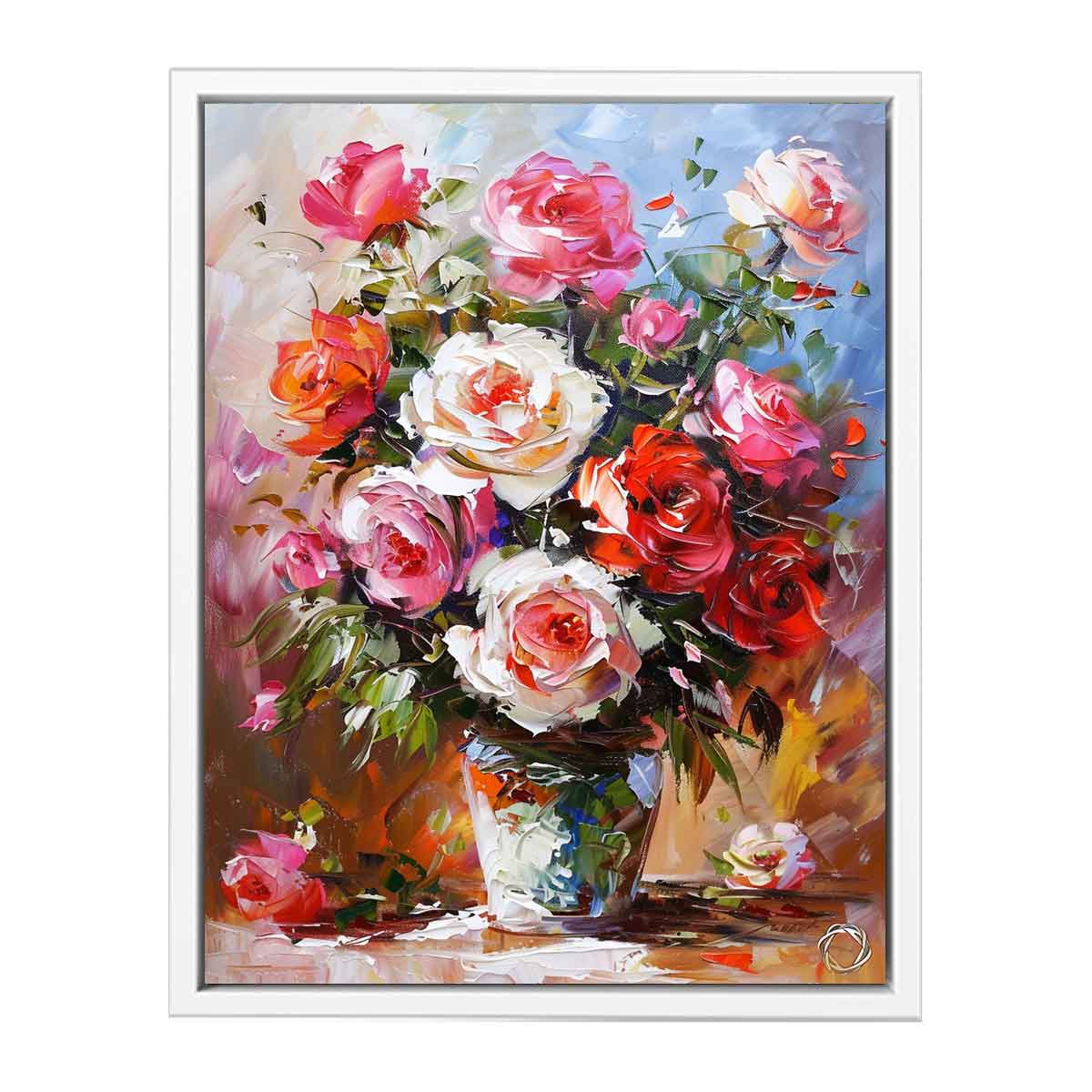 Flower in a Vase Canvas Painting Framed Print