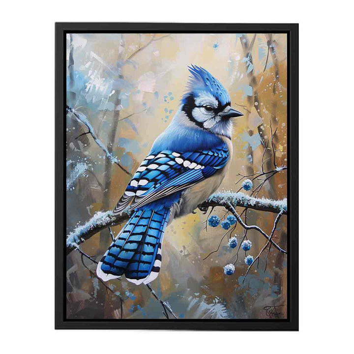 Jay  Blue  Bird Painting  Canvas Print