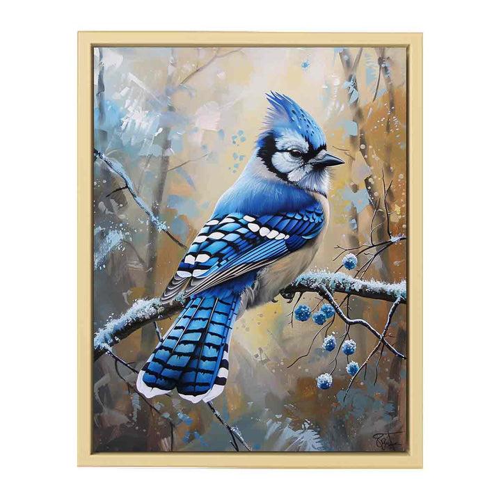 Jay  Blue  Bird Painting  Art Print