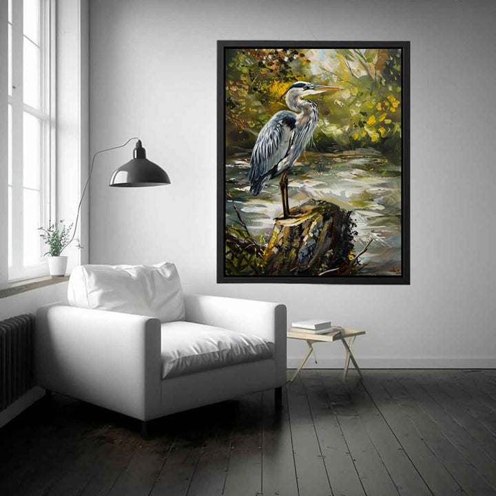 Grey Heron Bird  Painting