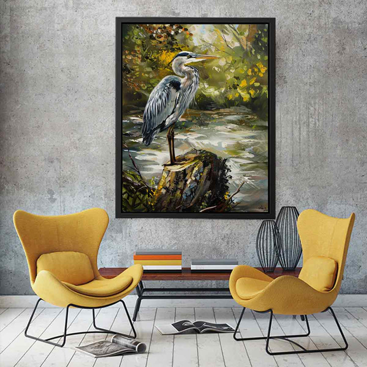 Grey Heron Bird  Painting