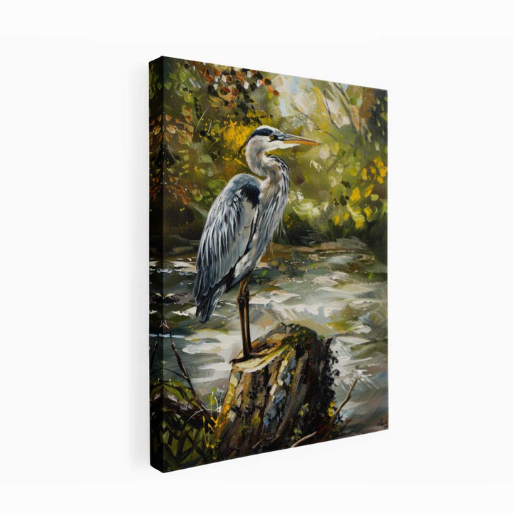Grey Heron Bird  Painting