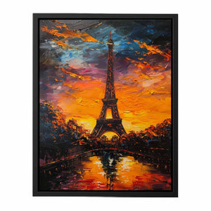 Eiffel Sunset Painting  Canvas Print