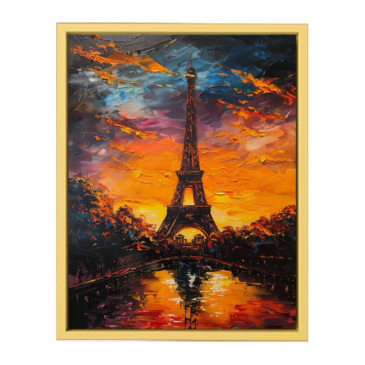 Eiffel Sunset Painting  Streched canvas