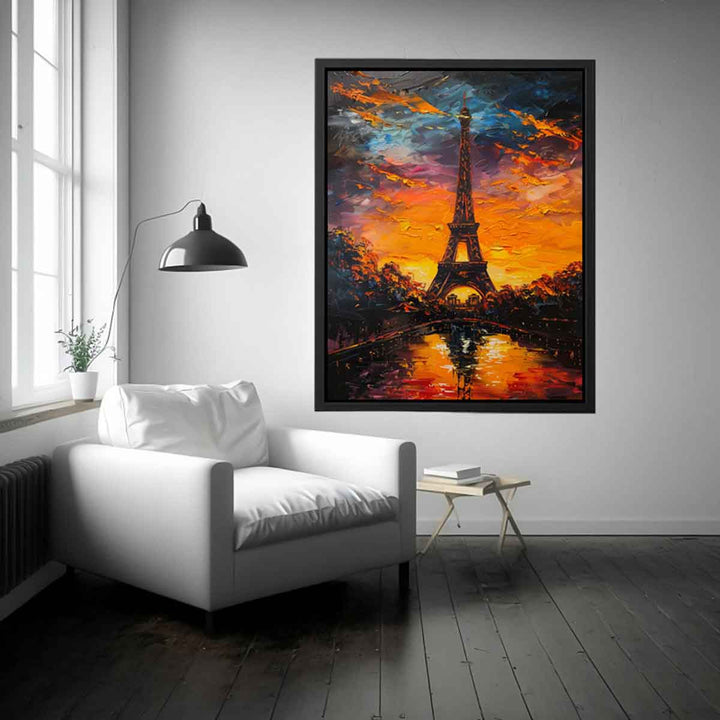 Eiffel Tower Sunset Painting Art Print