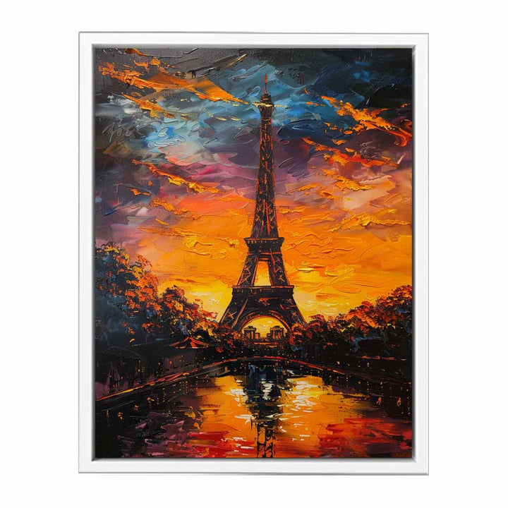 Eiffel Sunset Painting Framed Print