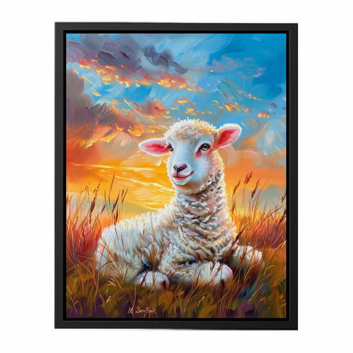 Baby Sheep Painting  Canvas Print