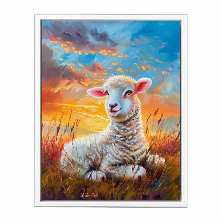 Baby Sheep Painting Framed Print