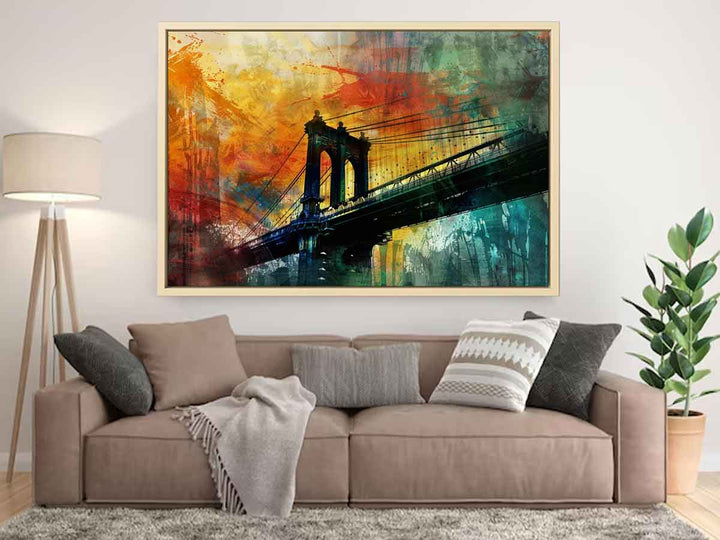 City Bridge Abstract Art Painting