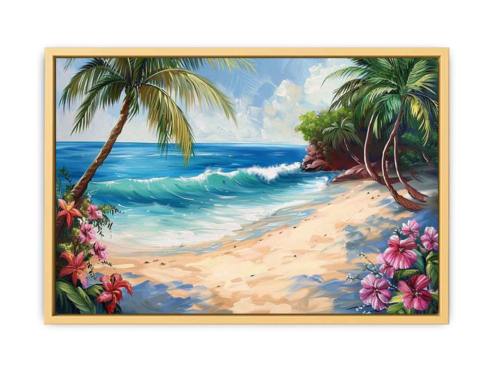 Tropical Beach Painting  Streched canvas