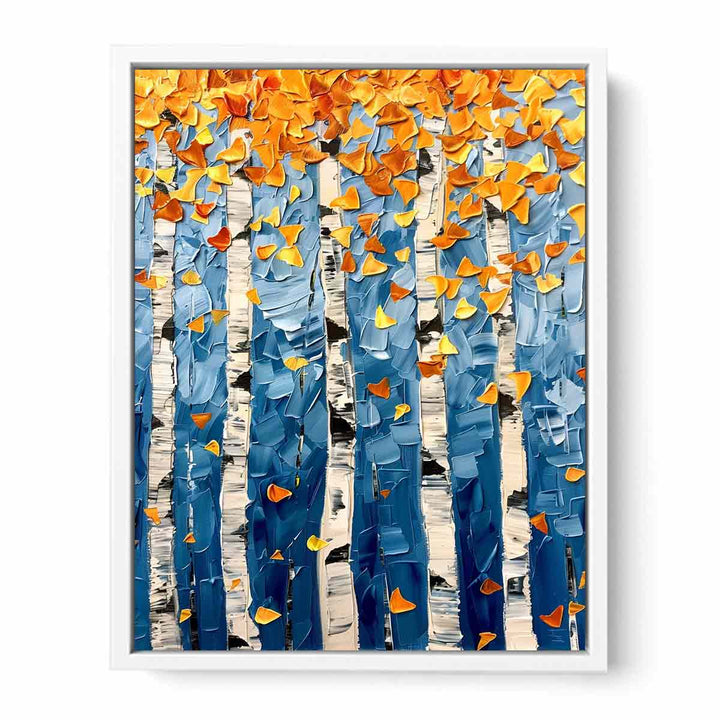 Birch Tree Colorfull leafs Framed Print