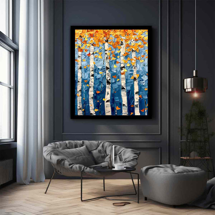 Birch Tree Colorfull leafs Painting