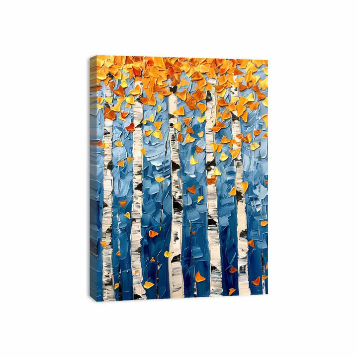 Birch Tree Colorfull leafs Painting
