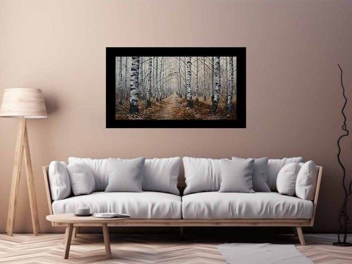 Grey Birch Trees Painting