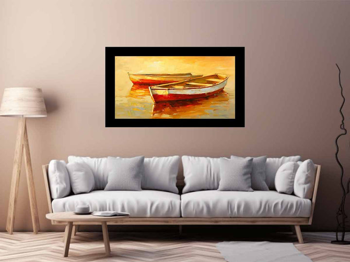 Golden Boats Painting