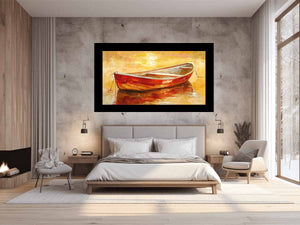Boat in Sunset Painting