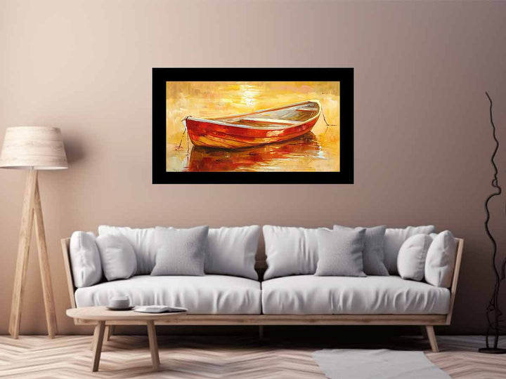 Boat in Sunset Painting