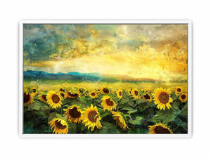 Sunflower Field Oil Painting Framed Print