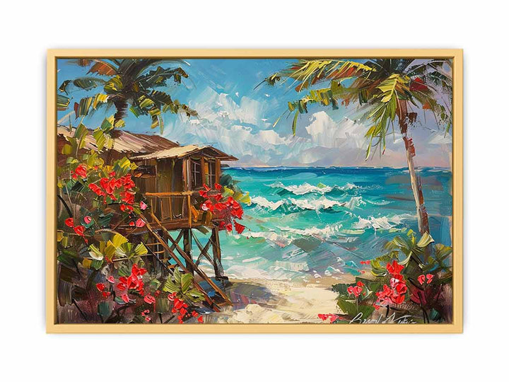 Wooden Beach House  Streched canvas