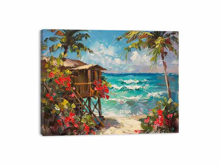 Wooden Beach House Painting