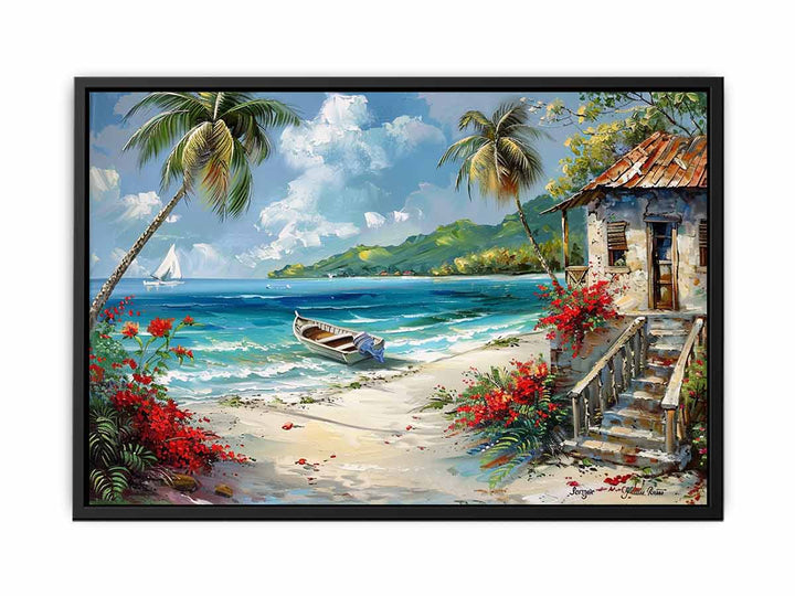 Caribbean Beach Painting   Canvas Print
