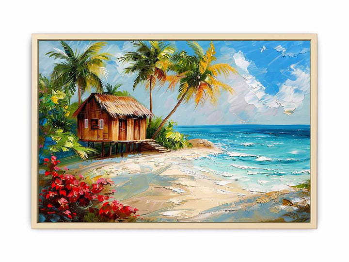 Wodden House On Beach  Art Print