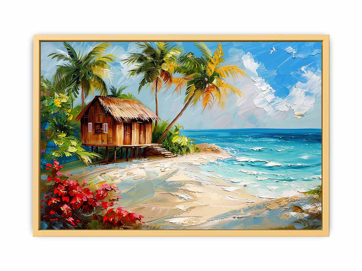 Wodden House On Beach  Streched canvas