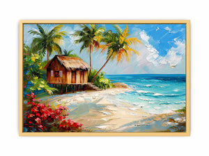 Wodden House On Beach  Streched canvas