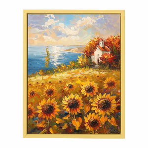 Sunflower Field House  Streched canvas