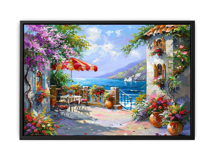 Italy, europe, Beachside Cafe  Canvas Print