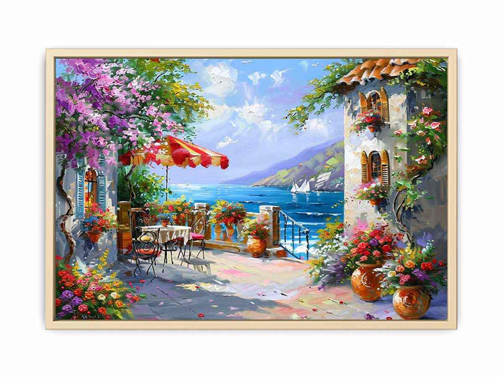 Italy, europe, Beachside Cafe  Art Print