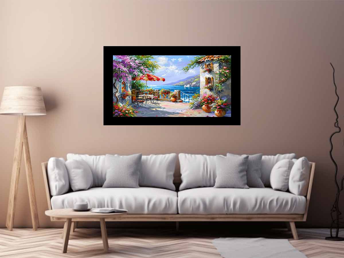 Italy, europe, Beachside Cafe Painting