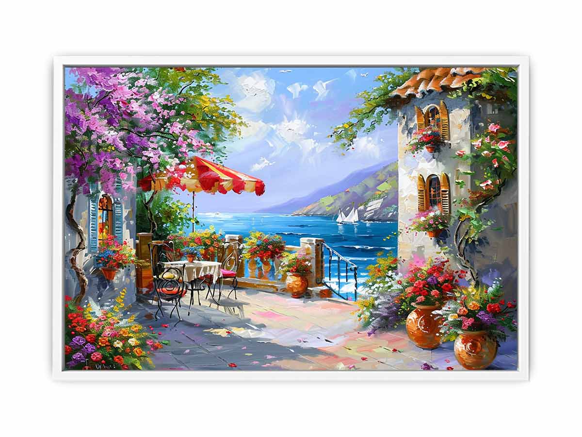 Italy, europe, Beachside Cafe Framed Print