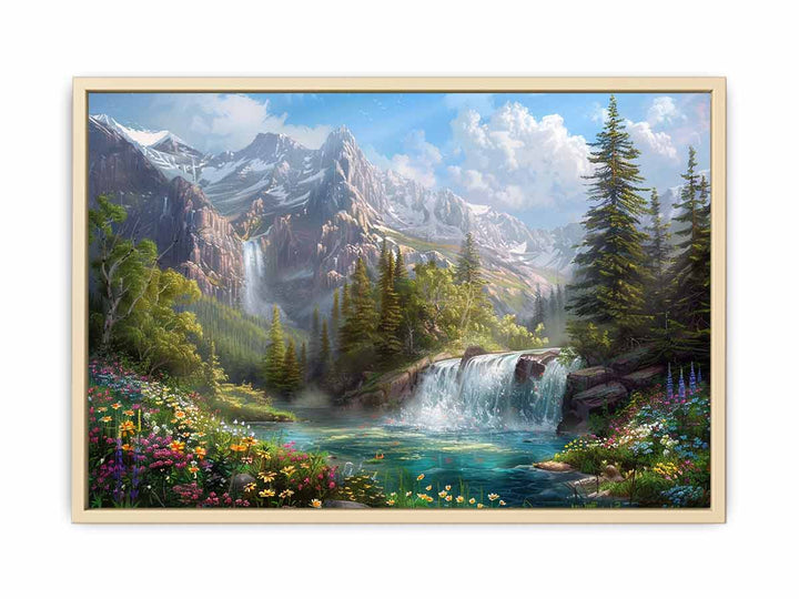 Mountain Waterfall  Art Print