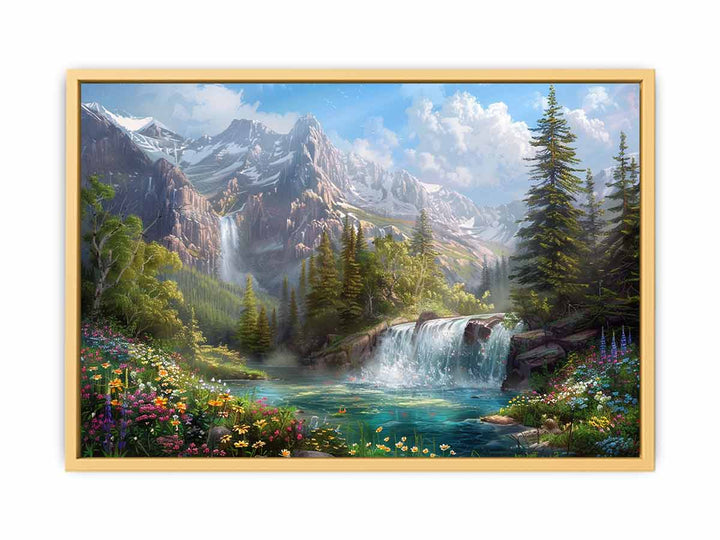 Mountain Waterfall  Streched canvas