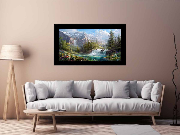 Mountain Waterfall Painting