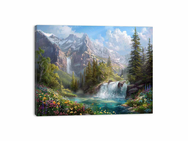 Mountain Waterfall Painting