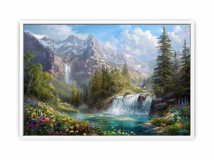 Mountain Waterfall Framed Print
